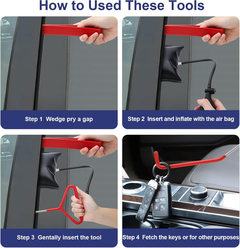 21PCS Car Door Unlock Kit with Long Reach Grabber and Pry Tool K3608