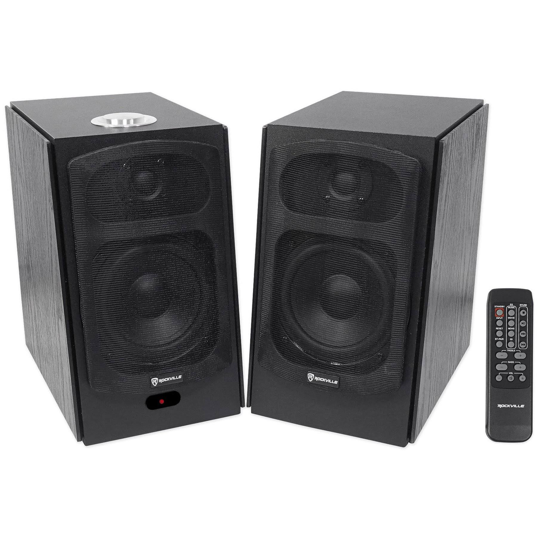 5x22 Powered Bluetooth Bookshelf Speakers with Stands W47883