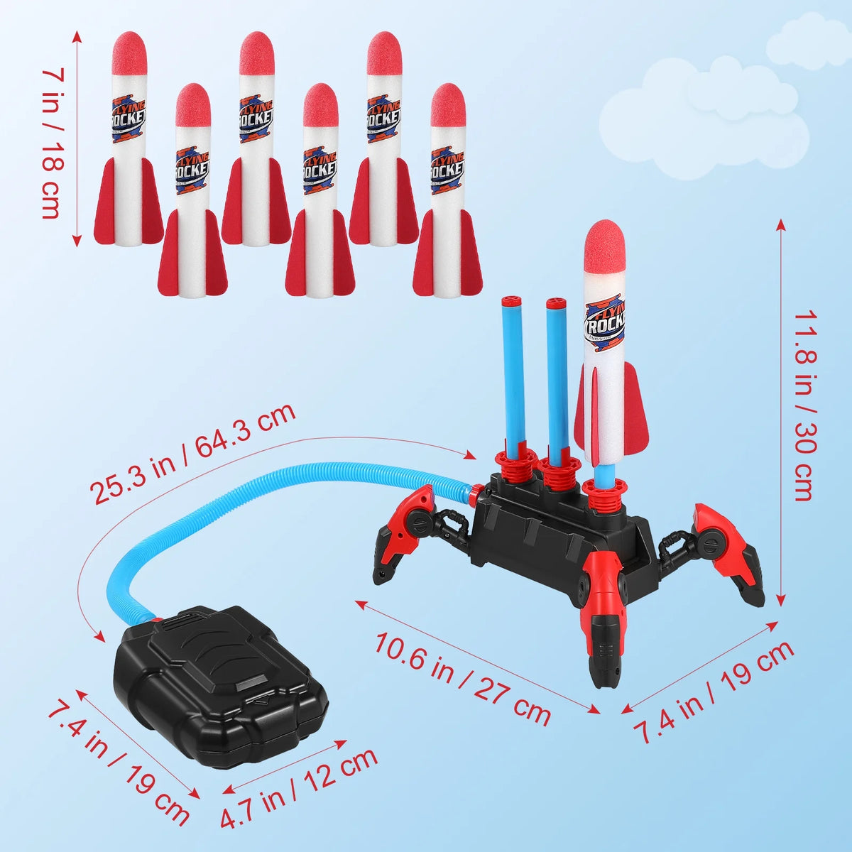 1 Set Outdoor Stomp Launch Foam Rockets Toy K48603