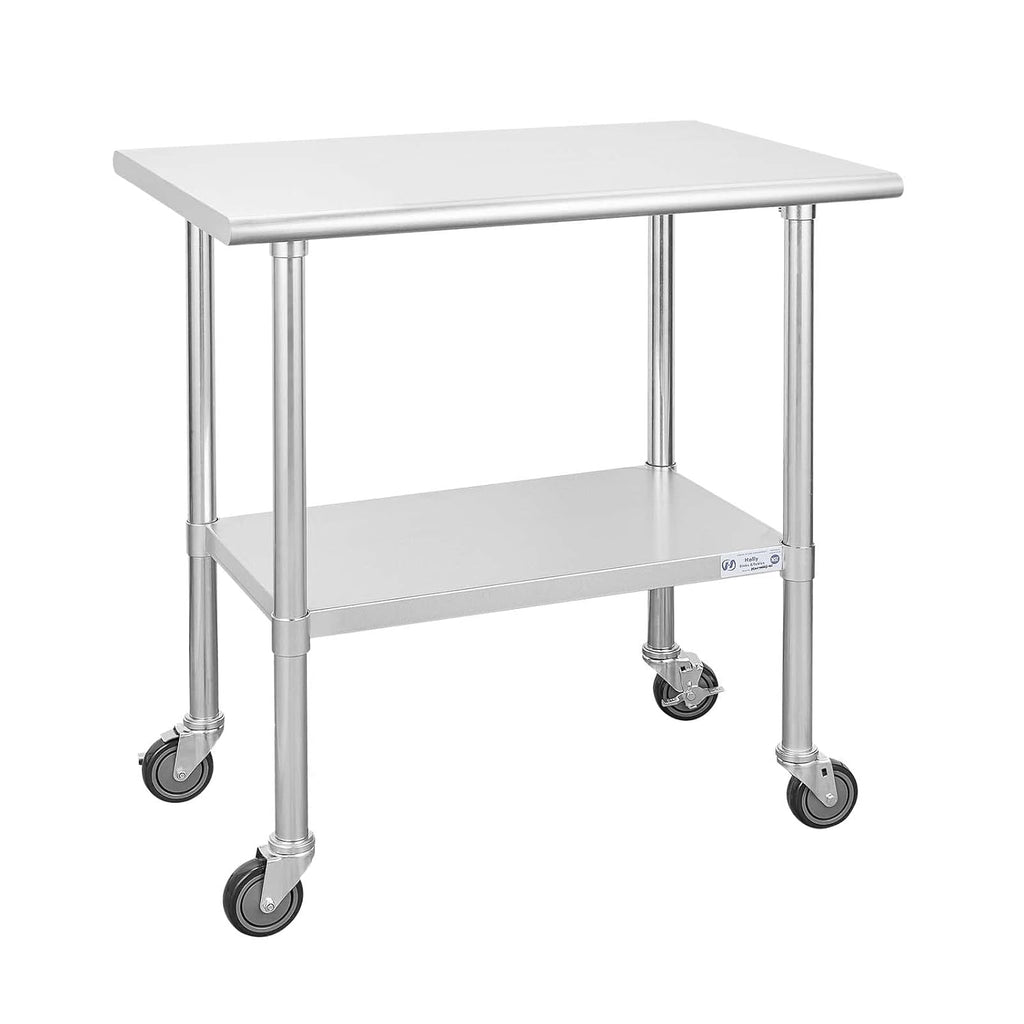 Stainless Steel Table 24 x 36 Inches with Caster Wheels and Undershelf V4870