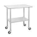 Stainless Steel Table 24 x 36 Inches with Caster Wheels and Undershelf V4870