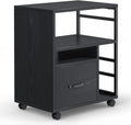 Black Mobile File Cabinet with Drawer T8546