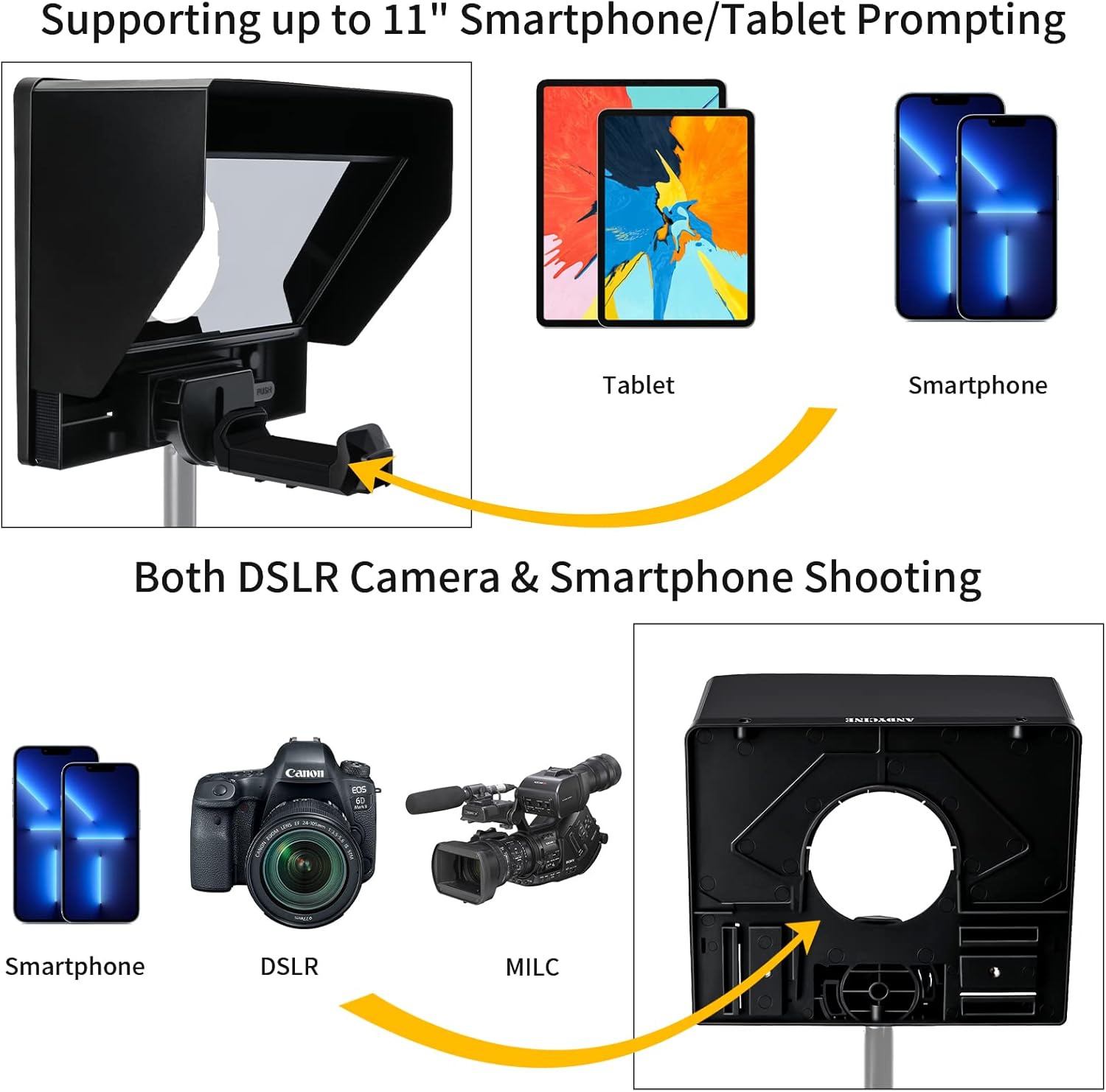 10 Folding Teleprompter for DSLR Smartphone and Tablet E27394