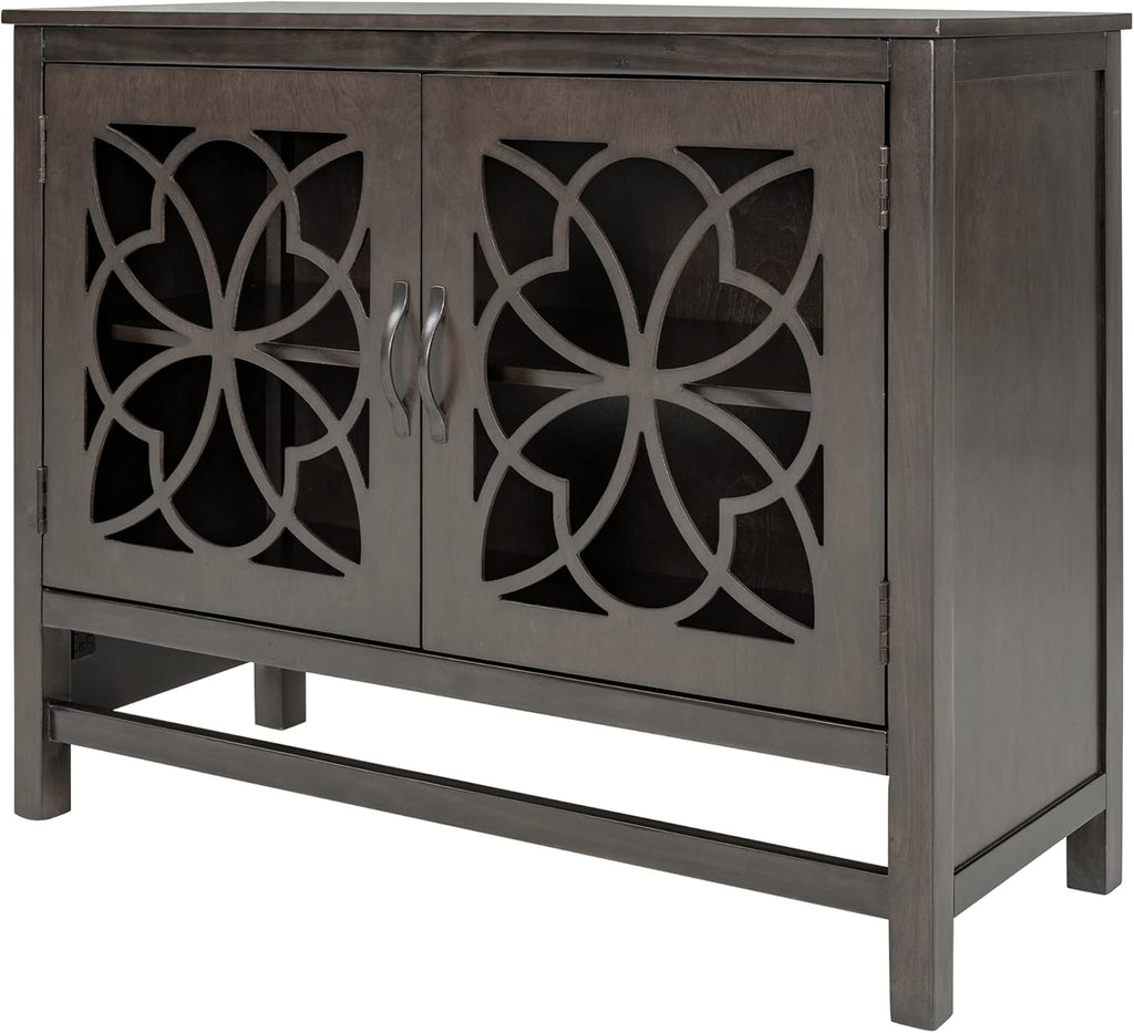 Solid Wood Accent Storage Cabinet with Doors and Adjustable Shelf H6038