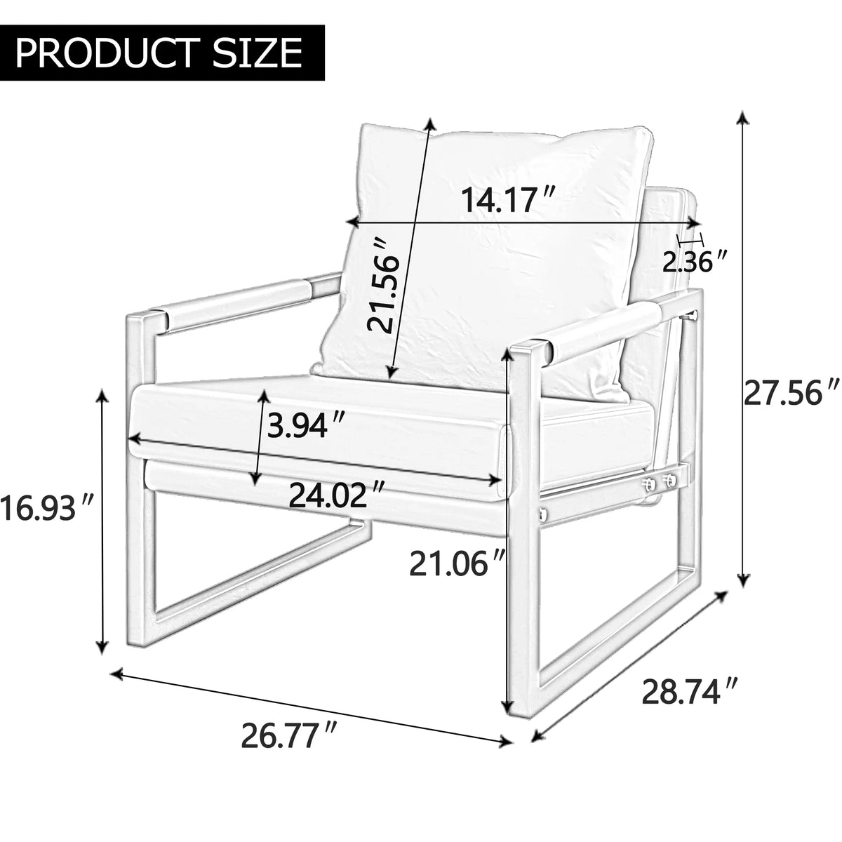 Black PU Leather Accent Chair Set of 2 with Metal Frame P528