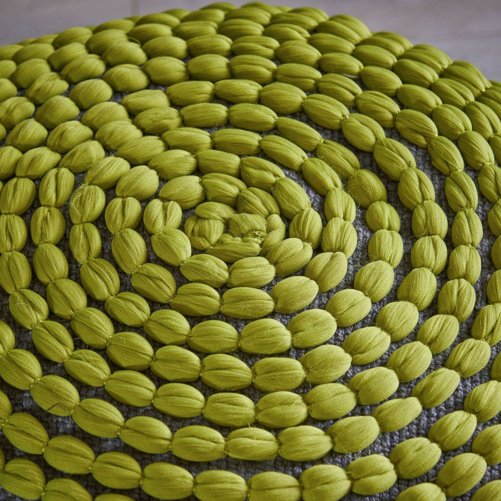 Green Handcrafted Fabric Ottoman Pouf K91908