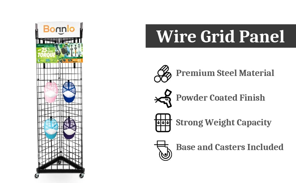 Triangle Wire Grid Panel Tower with Base and Casters X782188
