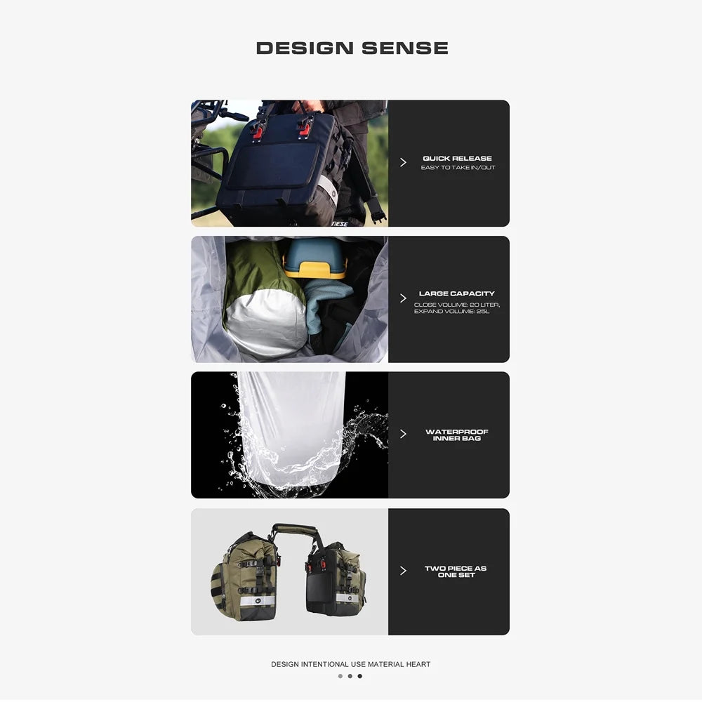 20L Polyester Motorcycle Side Saddle Bag with Removable Waterproof Inner Bag D992833