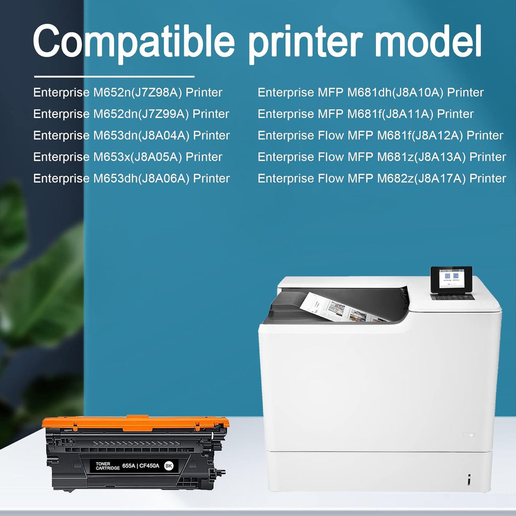 1 Pack 655A CF450A Toner Cartridge for HP M652n M653dn M681dh M682z Printer R98428
