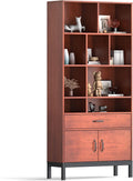 Brown 4 Tier Bookcase with Doors and Drawers R47966