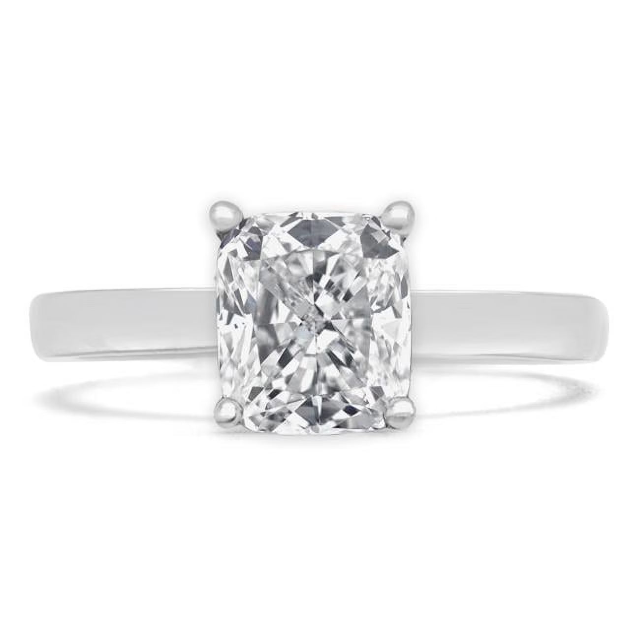 14K White Gold Cushion Diamond Solitaire Engagement Ring K53172