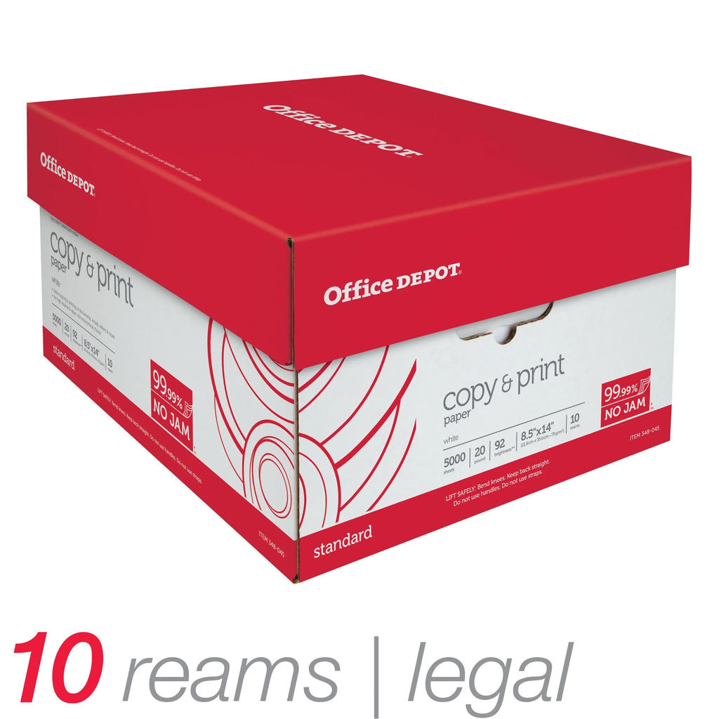 Legal Size 20 Lb Copy Paper, Case Of 10 Reams U581901
