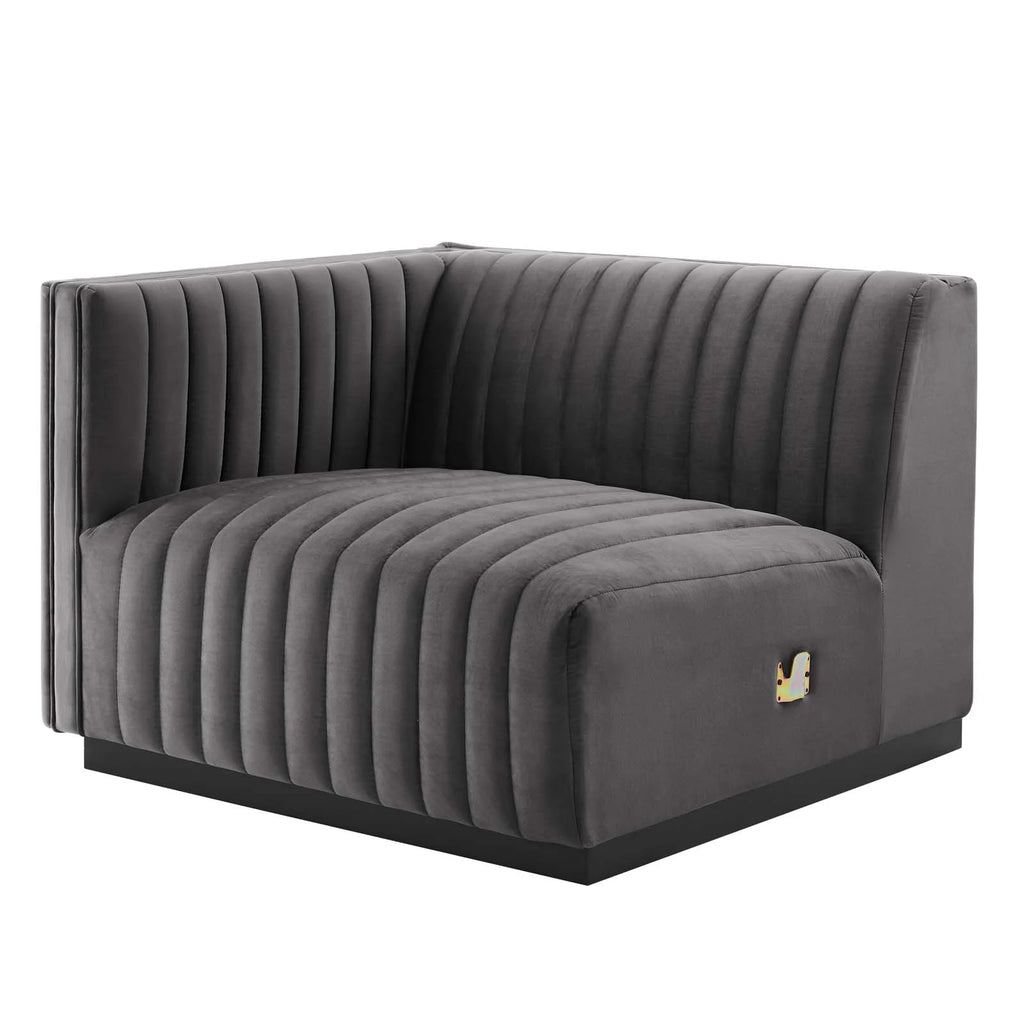 Black Gray Performance Velvet Sofa V4118