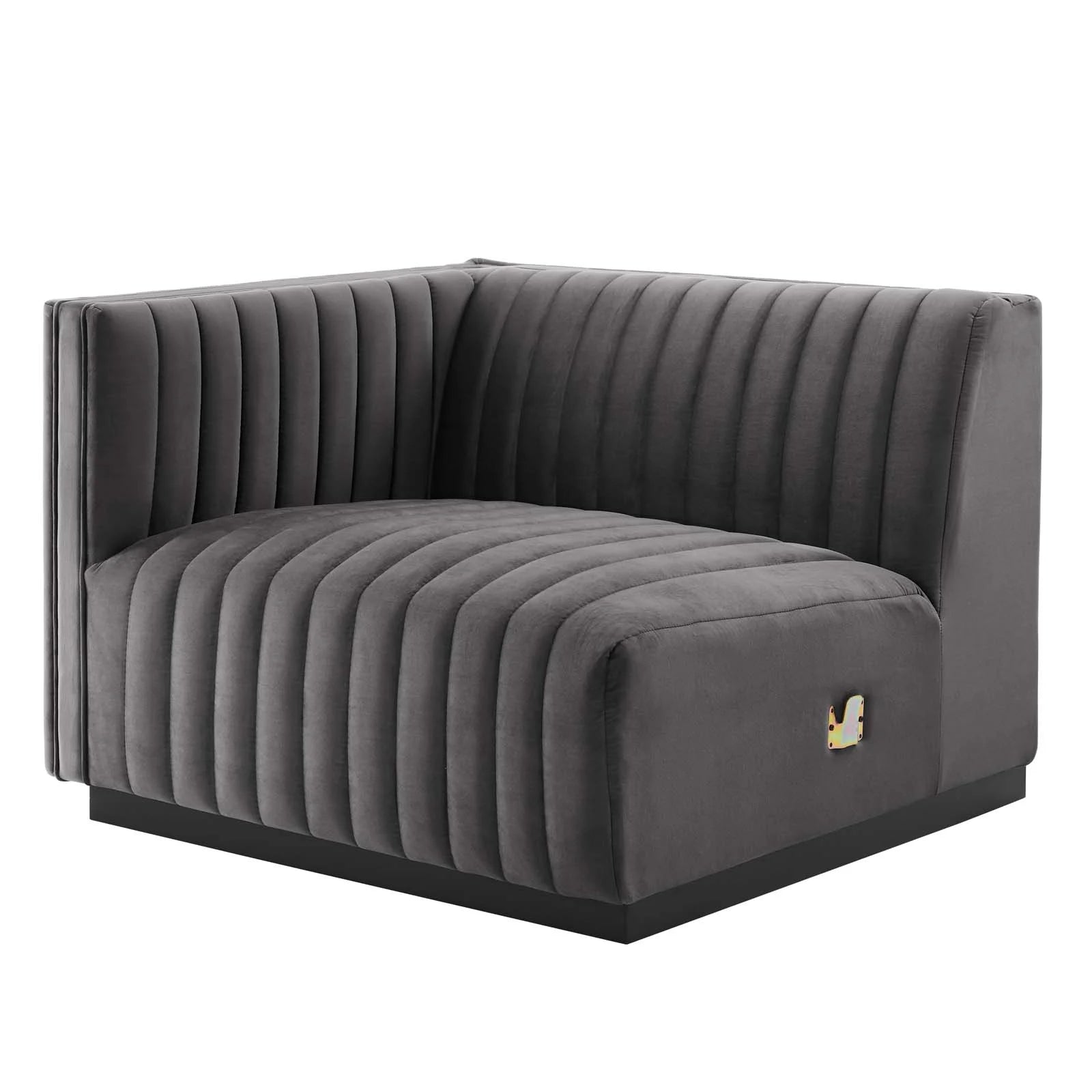 Black Gray Performance Velvet Sofa V4118