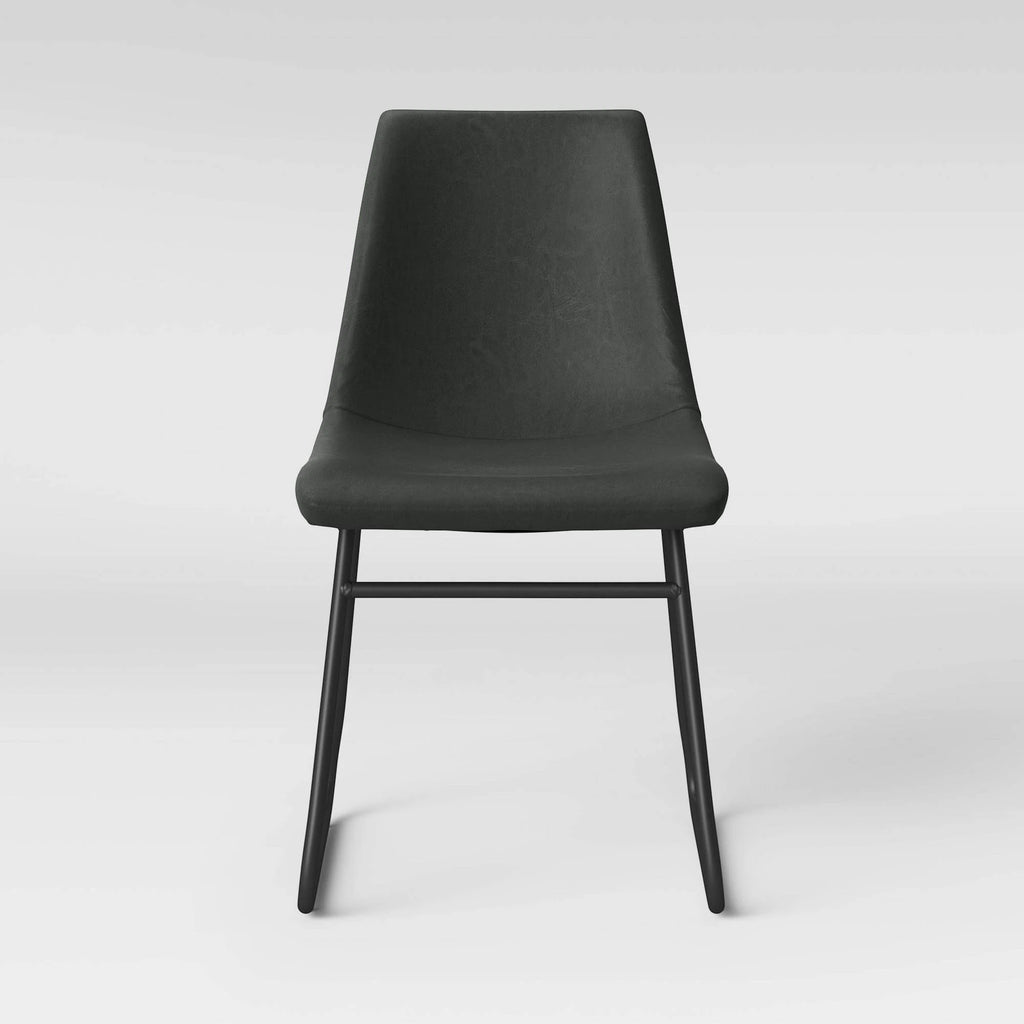 Faux Leather and Metal Dining Chair - Gray - 2 Pack R4669