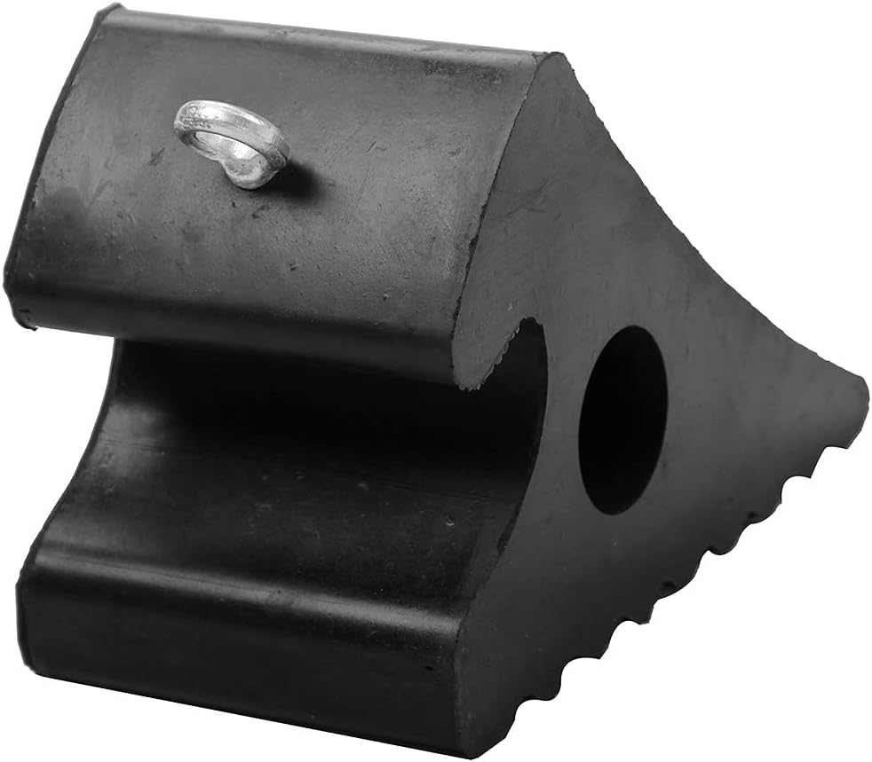 2 Pack Rubber Wheel Chocks with Metal Handle, 11.2 x 7.6 x 6" H46111