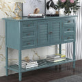 Light Green Wood Console Table with Drawers & Open Shelf K361