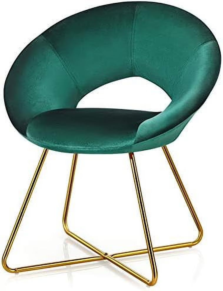Green Velvet Accent Chair with Metal Legs H71879