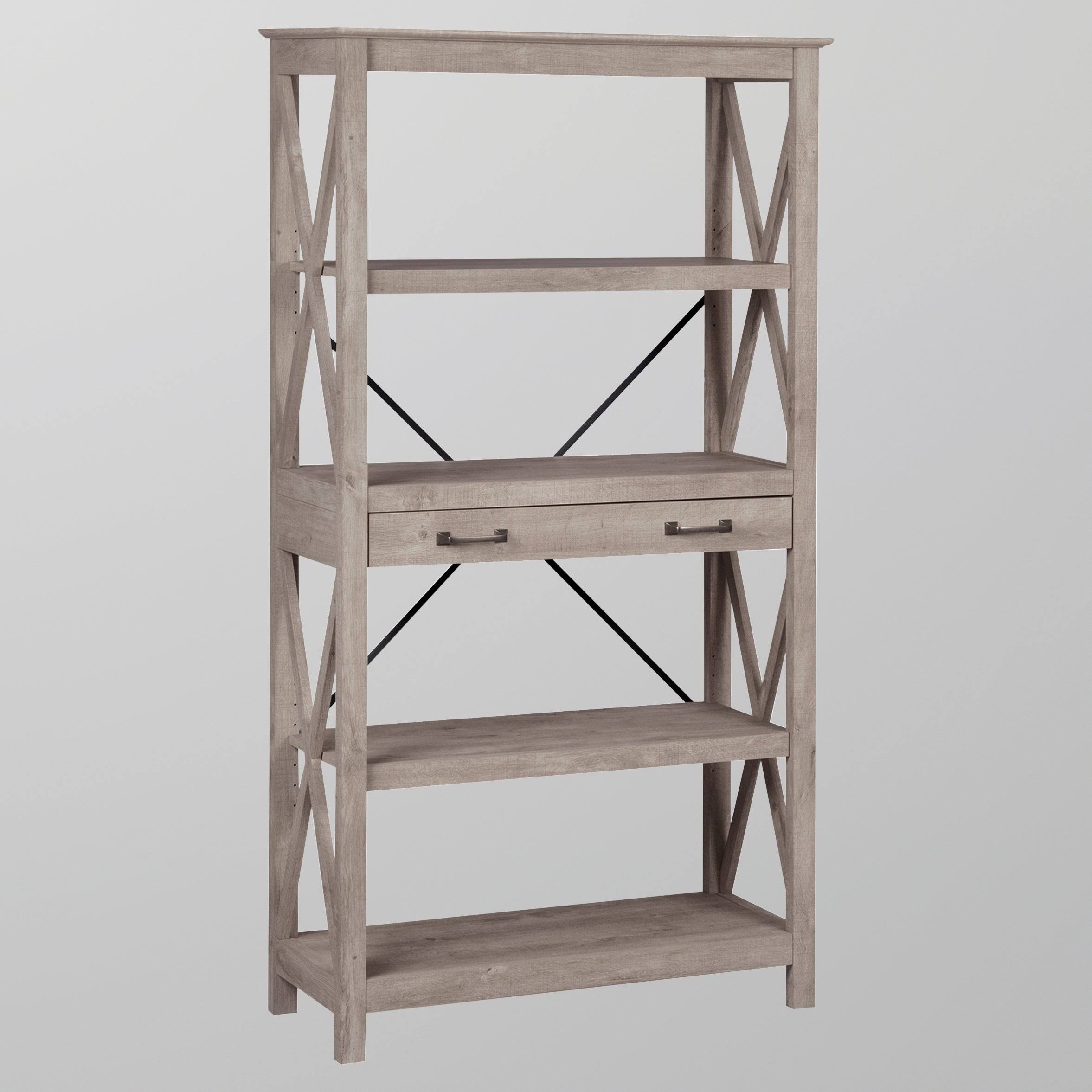 Washed Gray Bookcase with 2 Drawers S530