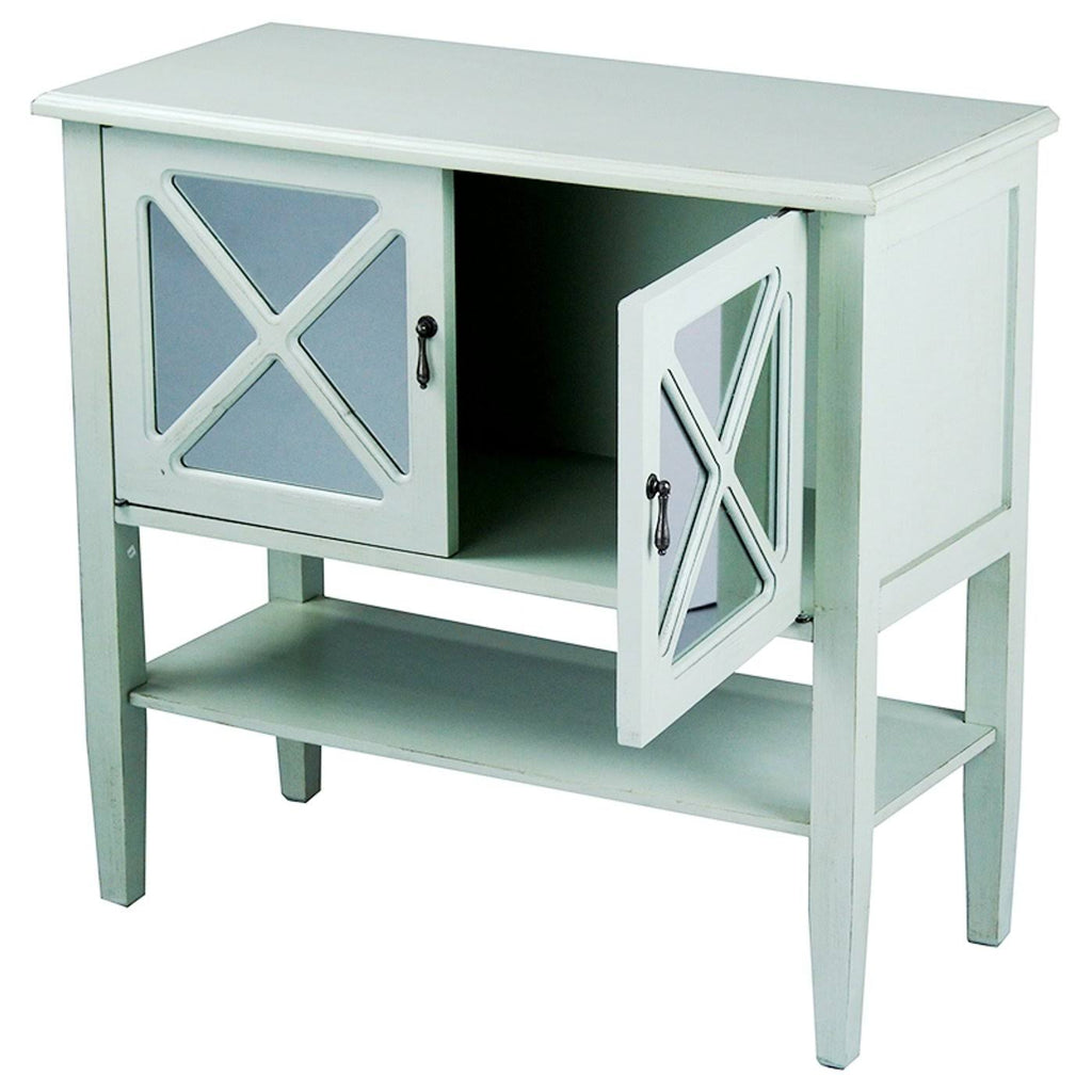 Light Sage Wood Console Cabinet with 2 Doors and Shelf K3176
