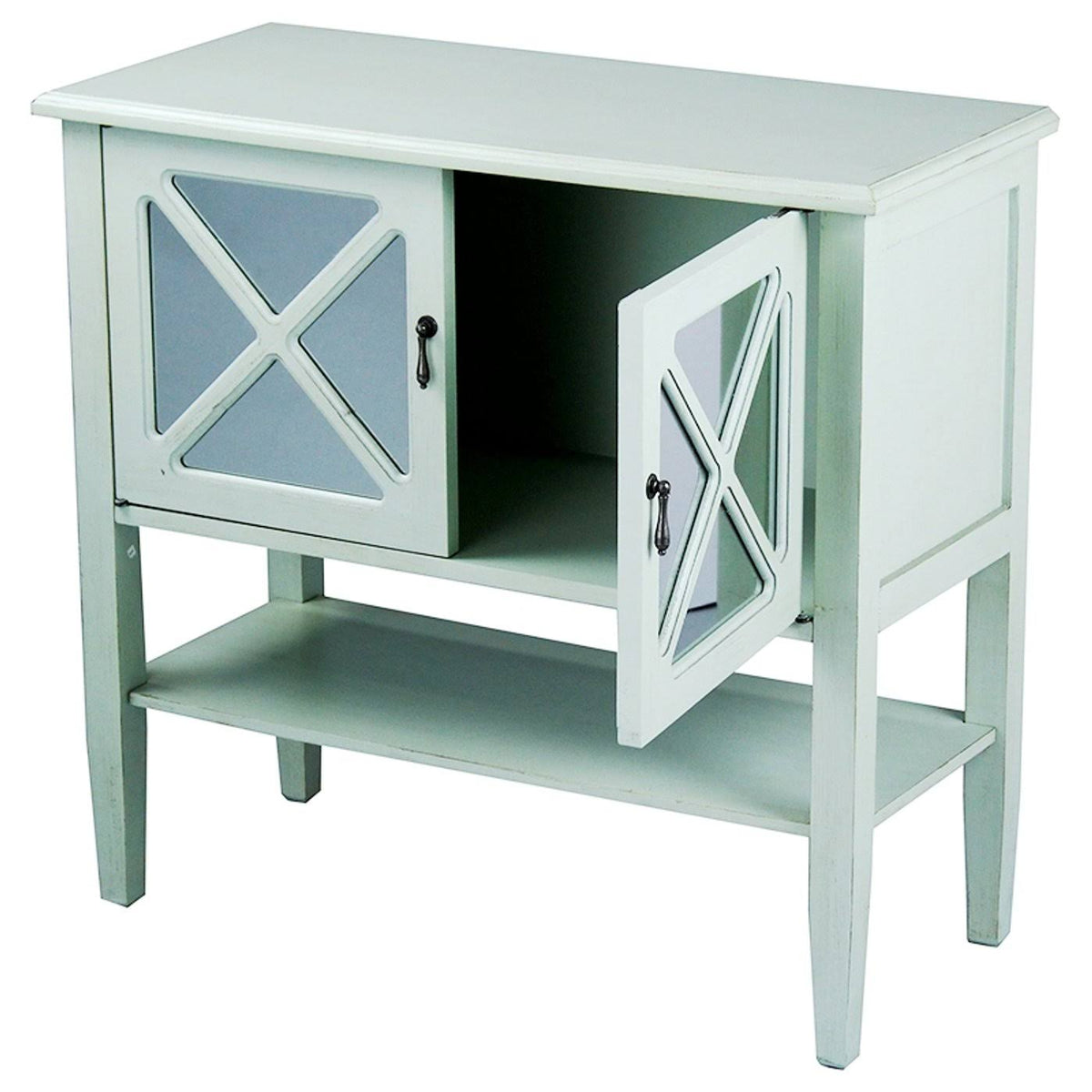 Light Sage Wood Console Cabinet with 2 Doors and Shelf K3176