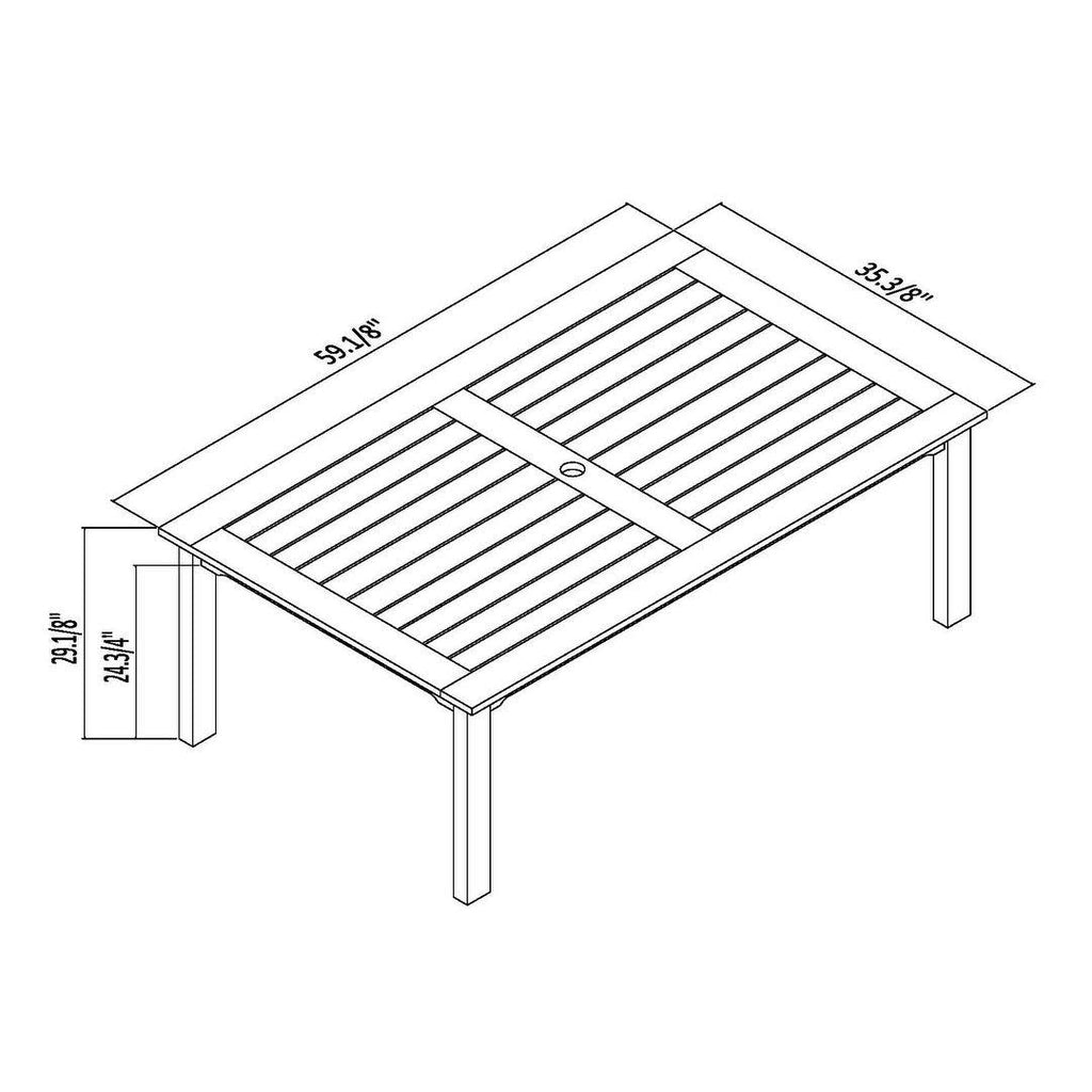 3 Piece Eucalyptus Rectangular Patio Dining Set S545822