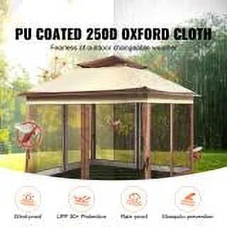 11 x 11 FT Pop up Gazebo Tent with Mosquito Netting Metal Frame PU Coated 250D Oxford Cloth V127