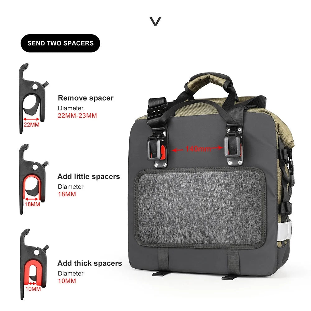 20L Polyester Motorcycle Side Saddle Bag with Removable Waterproof Inner Bag D992833