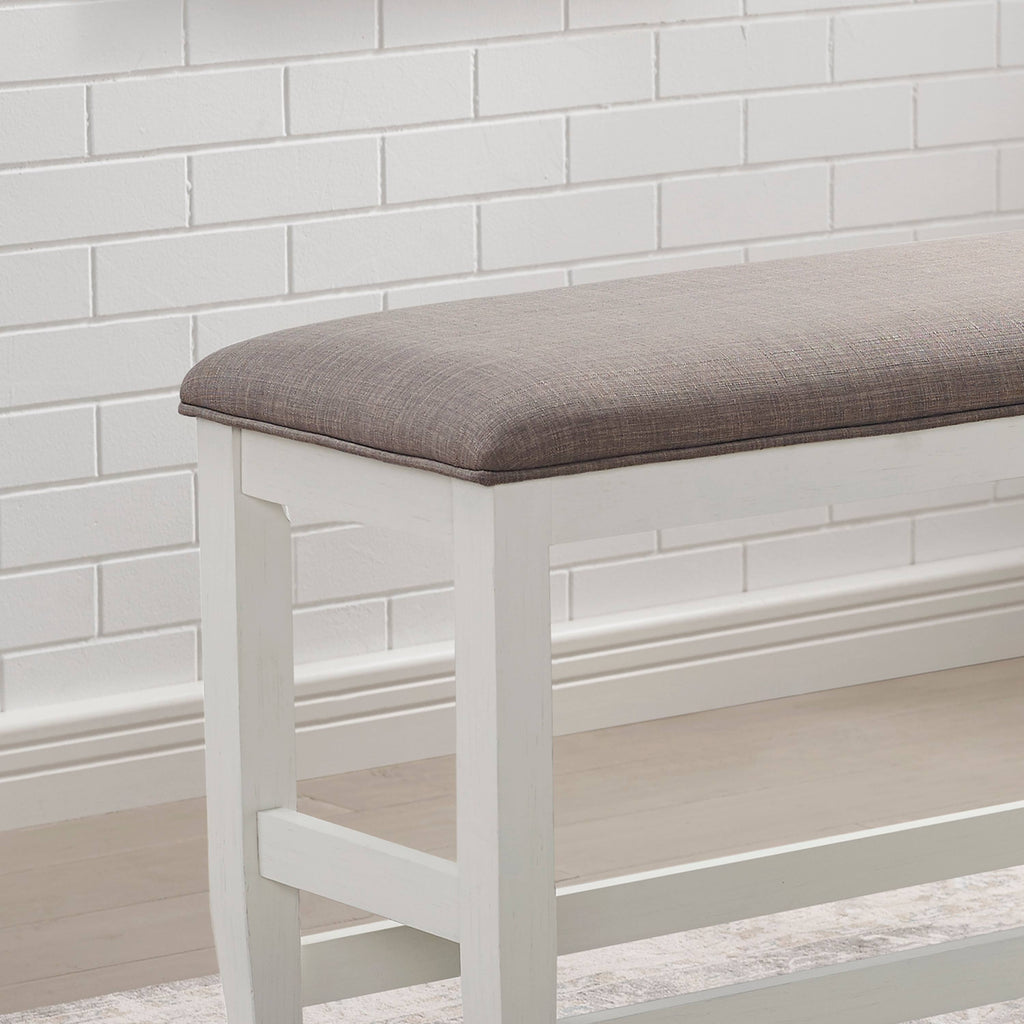Counter Height Dining Bench Brown Cherry Dark Grey Fabric H69978