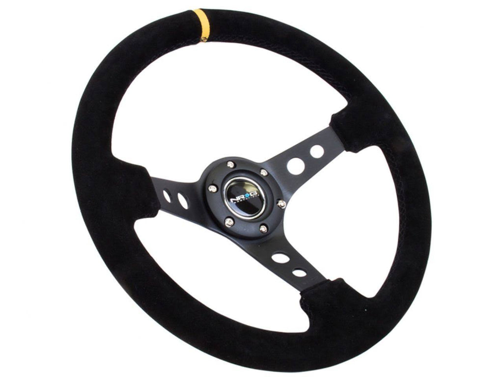 Suede Black Stitch Reinforced Sport Steering Wheel 350mm Y76462
