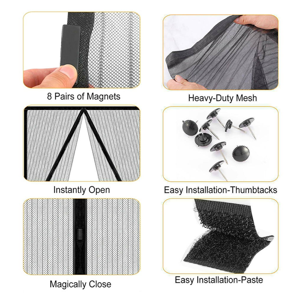 38" x 83" Black Fiberglass Mesh Screen Door O9682