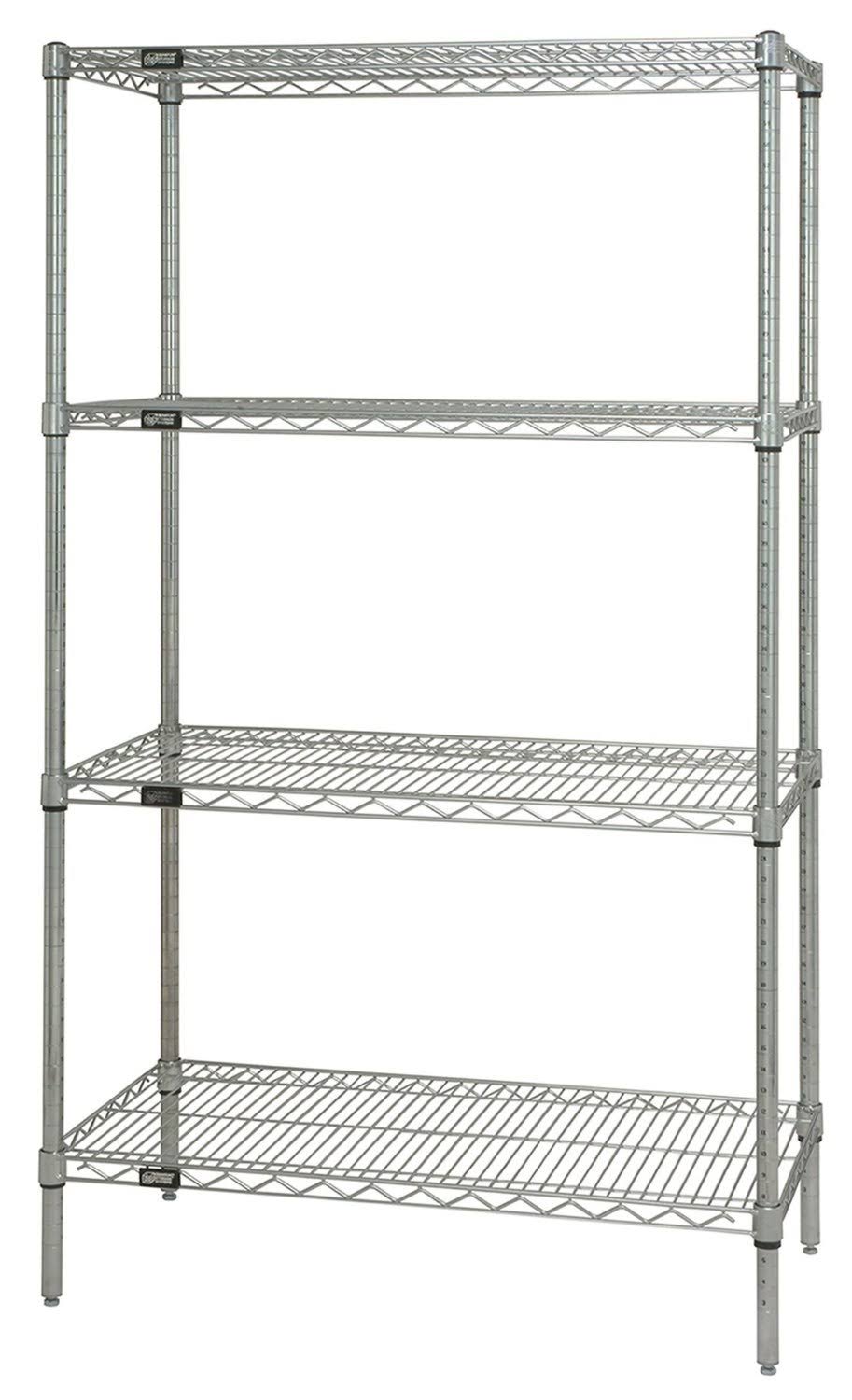 Chrome Wire Shelving Starter Kit 72inch W x 30inch D x 86Inch H W734840