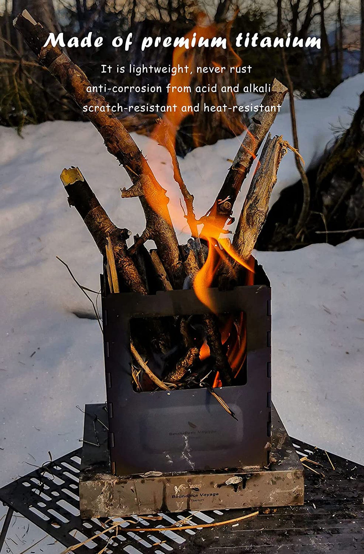 Titanium Folding Wood Stove with Pot Bracket B104