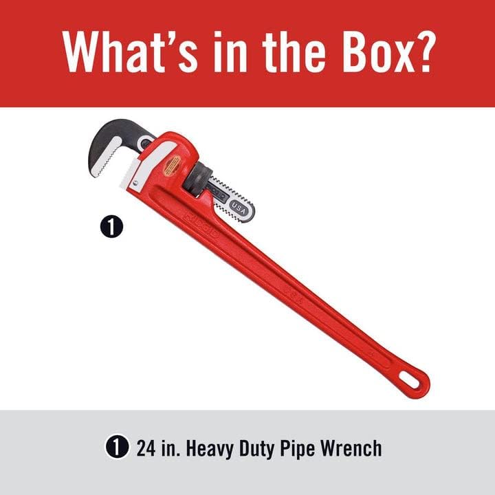 24-inch Straight Pipe Wrench, Red, Pack of 2 Q5873