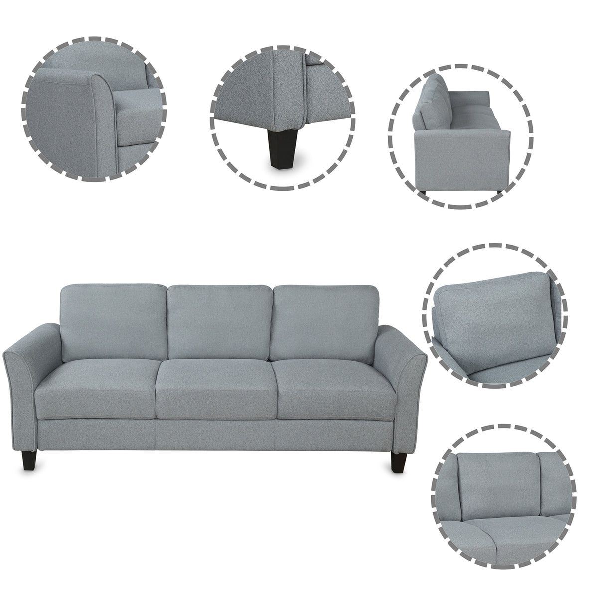 Gray Chair and 3-Seat Sofa P9004