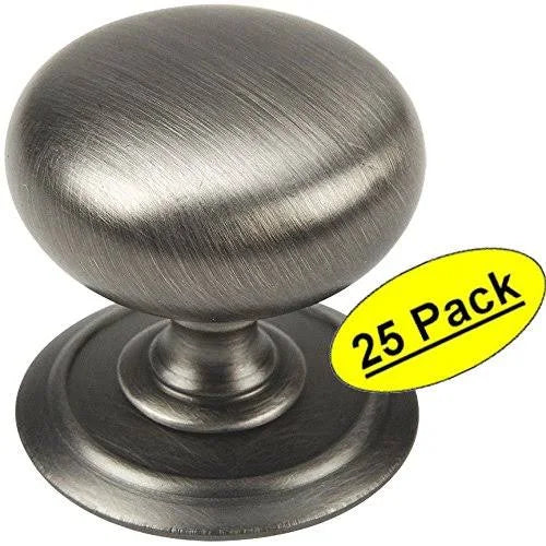 Antique Silver Round Cabinet Hardware Knob with Backplate 25 Pack M92757
