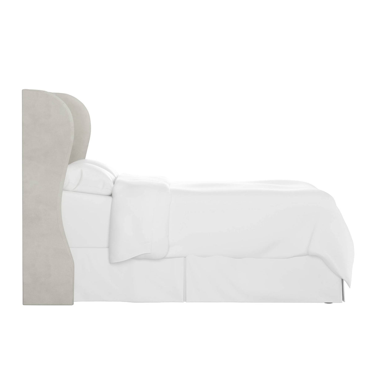 Tufted Wing Back Headboard California King Velvet Light Gray P783833