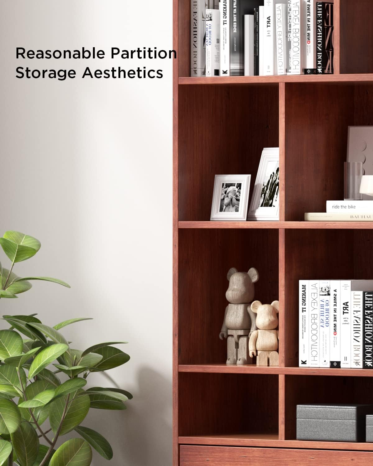 Brown 4 Tier Bookcase with Doors and Drawers R47966