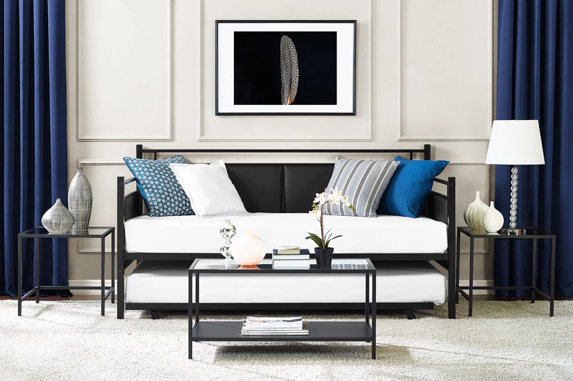 Twin Metal and Upholstered Daybed with Trundle X5344