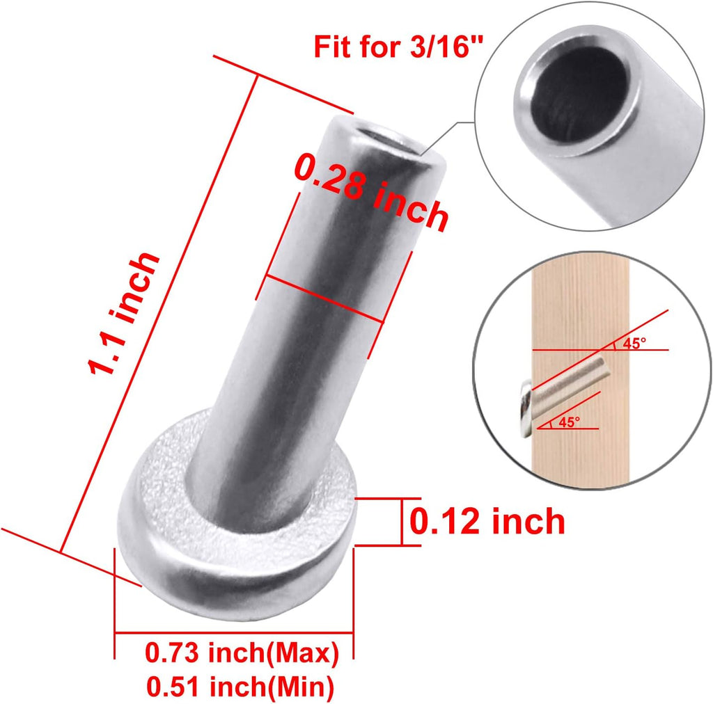 40 Pack T316 Stainless Steel Angle Protector Sleeves for Wire Rope Cable Railing A27695