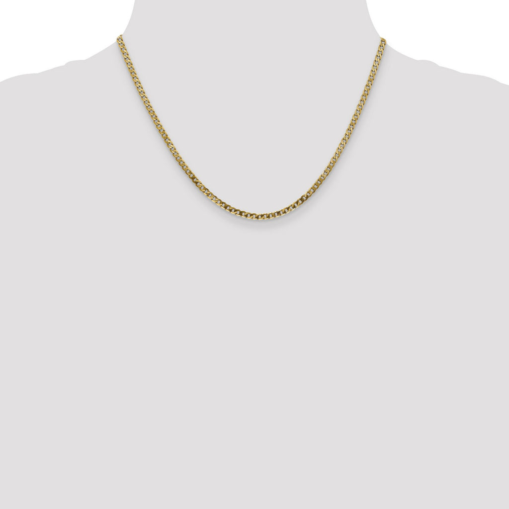 14k Yellow Gold Flat Beveled Curb Chain Necklace E264