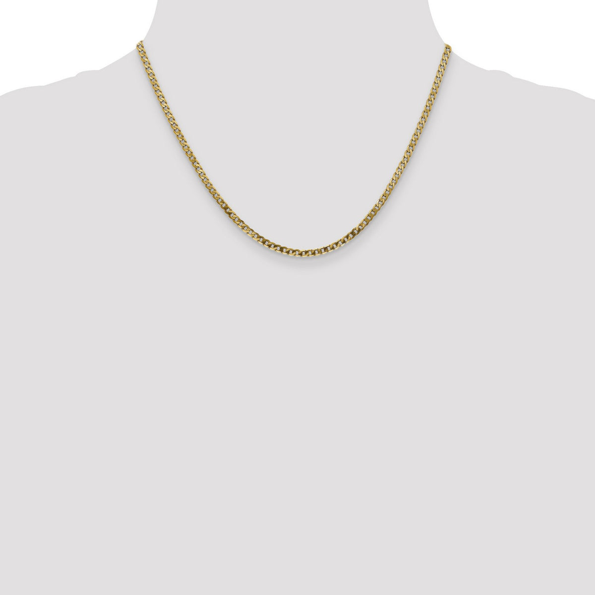 14k Yellow Gold Flat Beveled Curb Chain Necklace E264