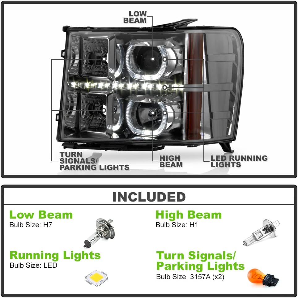 SMD LED Halo Projector Headlights D46863