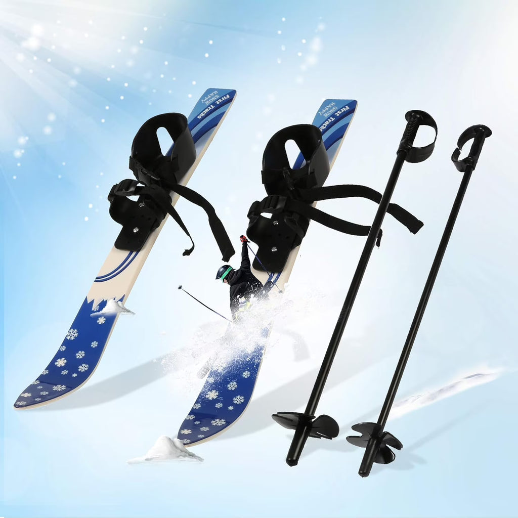 26Inch Lightweight Snow Ski and Pole Set with Bindings C239