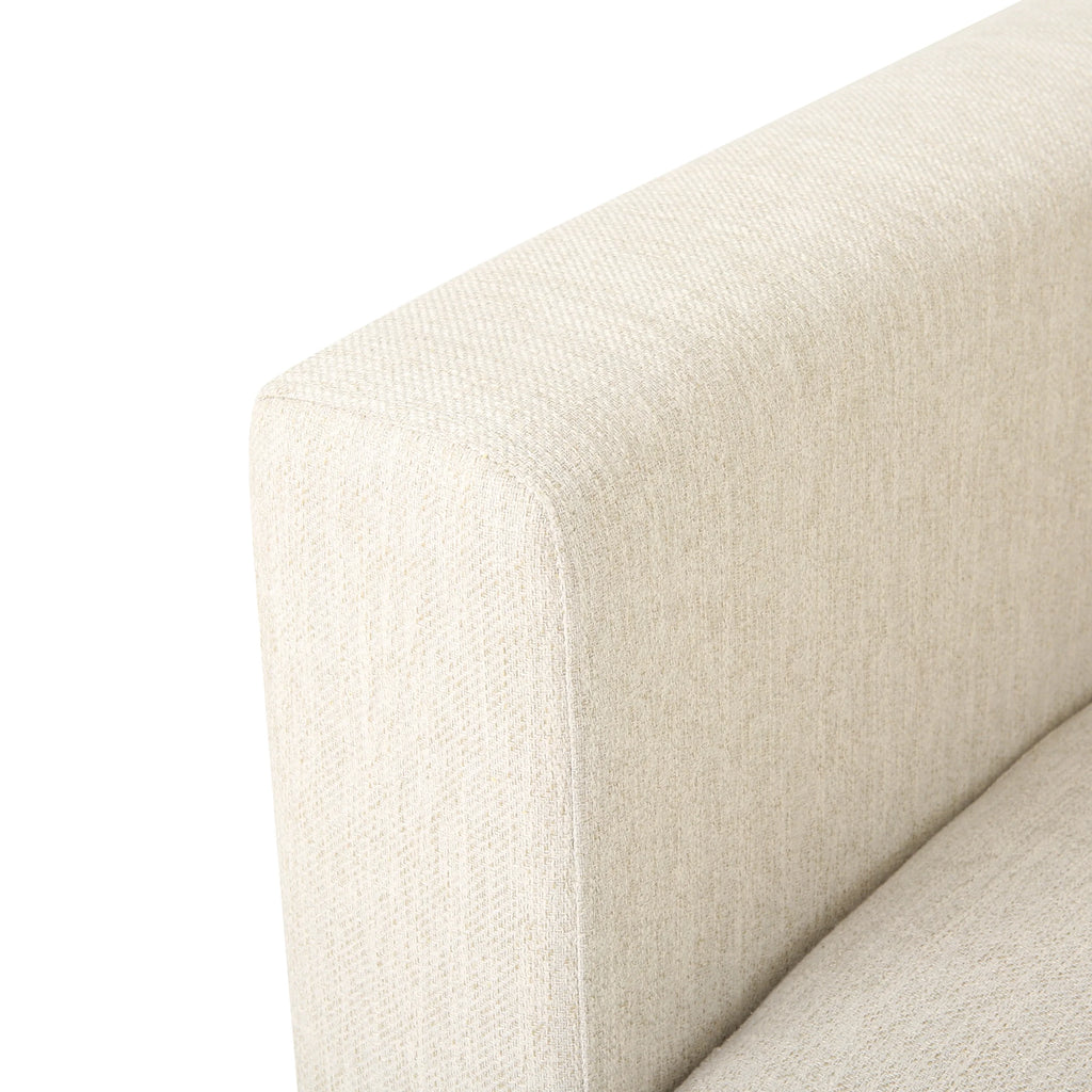Beige and Dark Brown Fabric 4 Seater Sofa with Accent Throw Pillow Y485