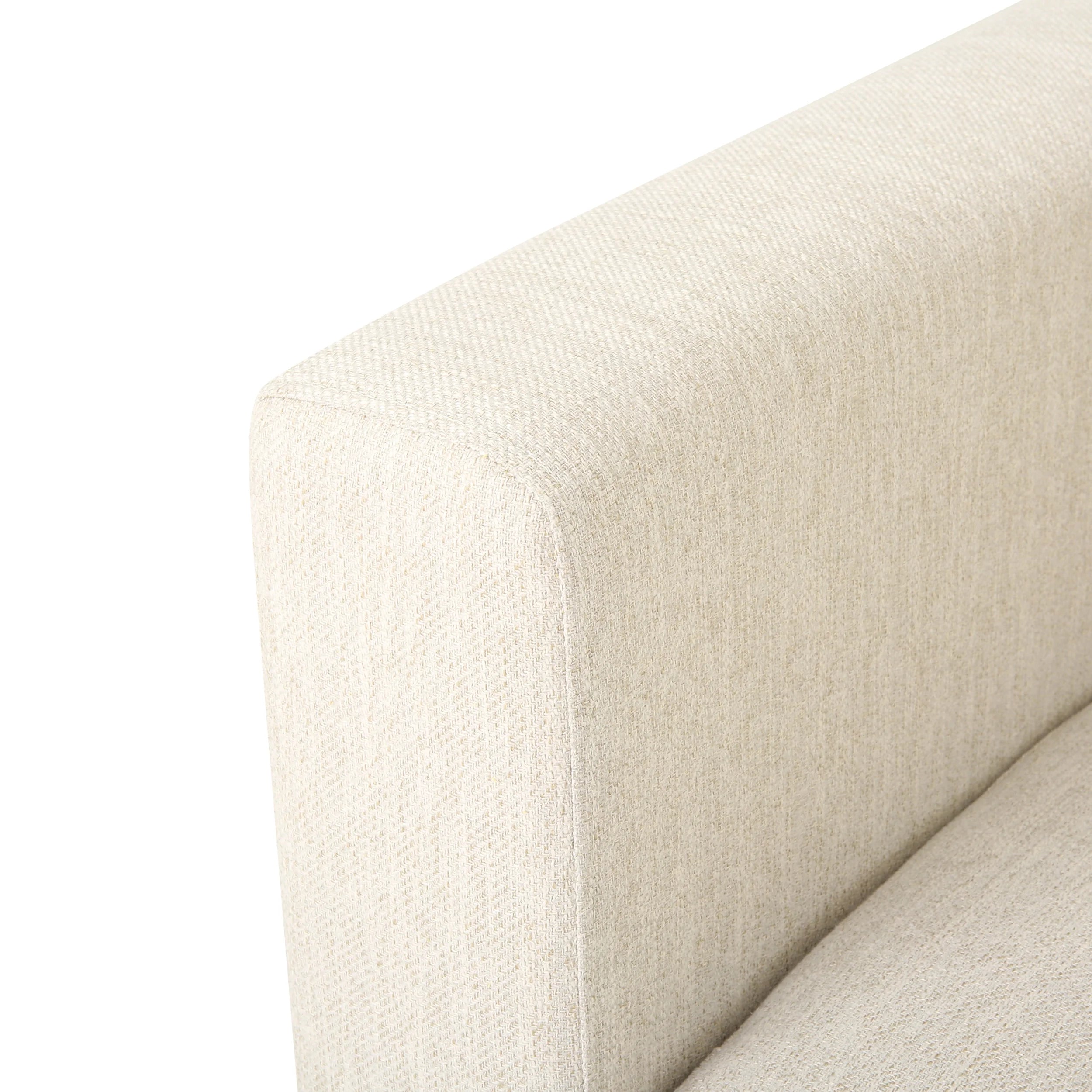 Beige and Dark Brown Fabric 4 Seater Sofa with Accent Throw Pillow Y485