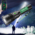 Rechargeable LED Flashlight 12000 Lumens Zoomable Handheld Spotlight with Lanyard and Hooks Q798225