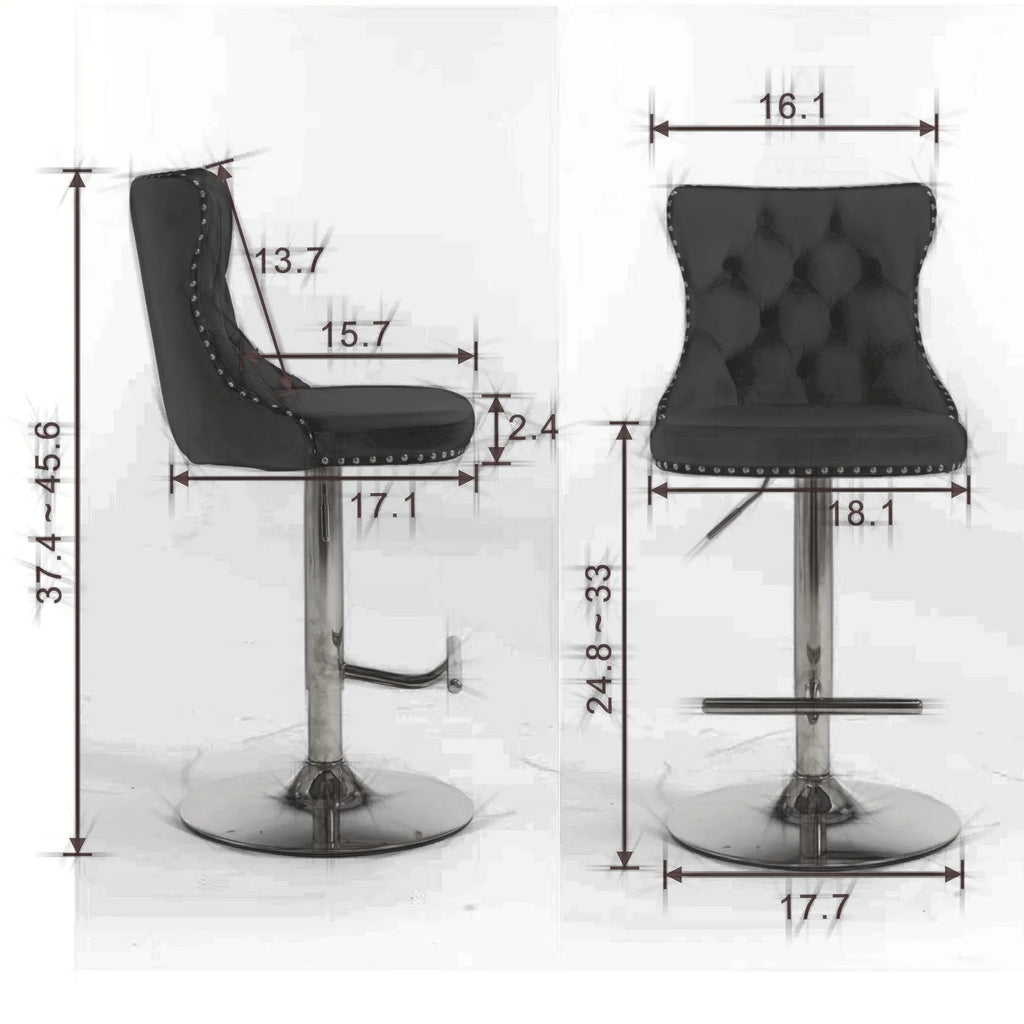 Khaki Velvet Upholstered Swivel Bar Stools, Set of 4 F8865