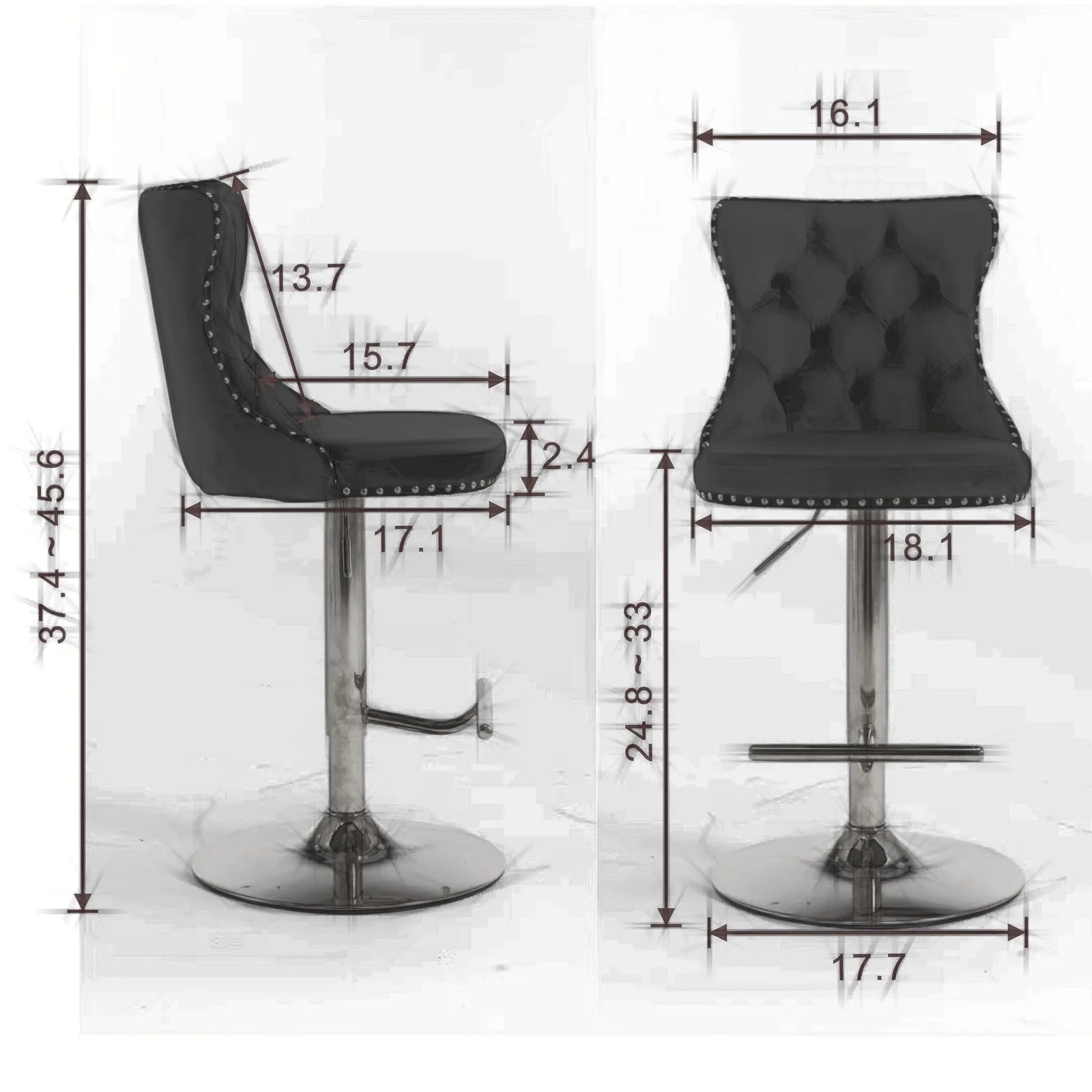 Khaki Velvet Upholstered Swivel Bar Stools, Set of 4 F8865
