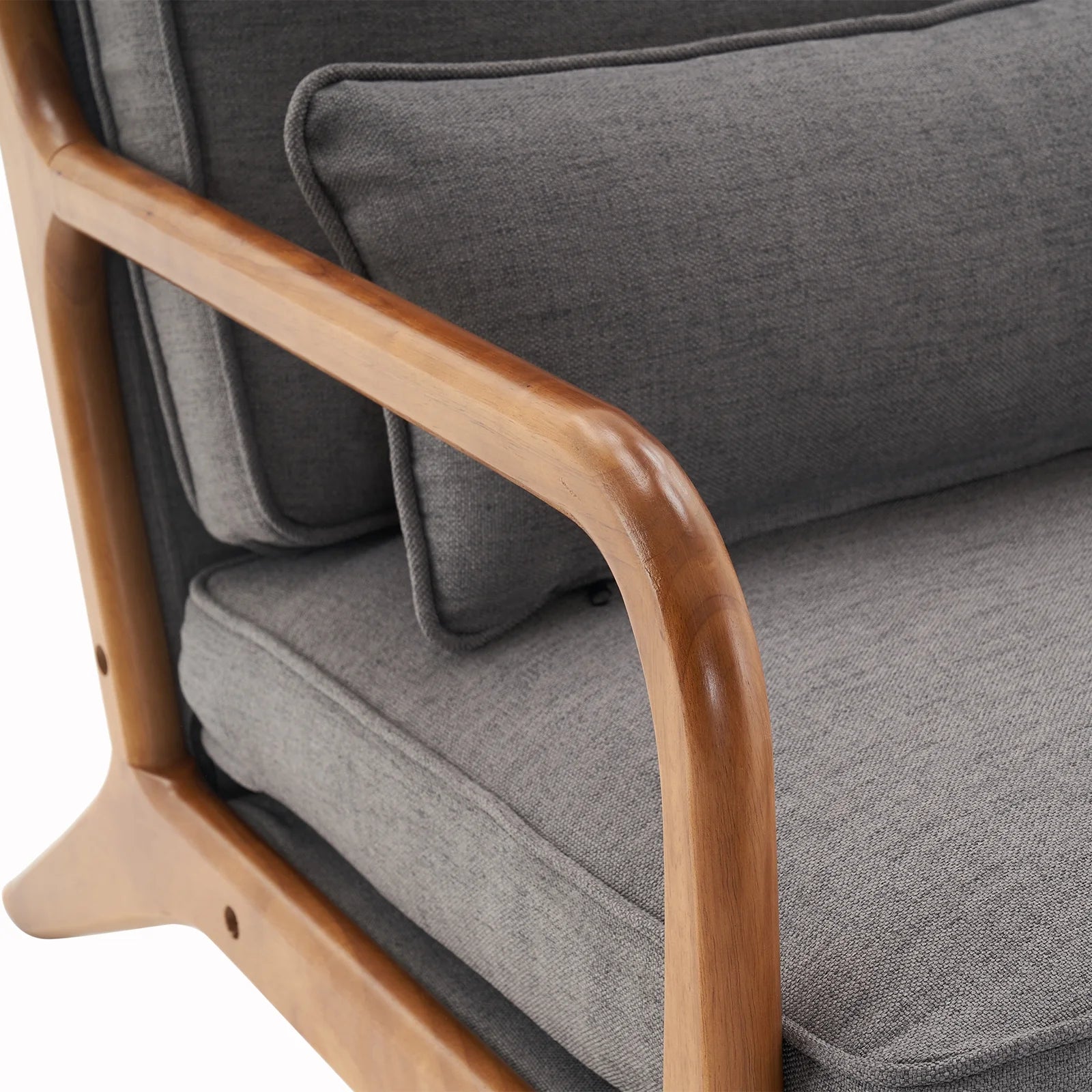 Fabric Single Sofa with Wood Legs (Gray) J131